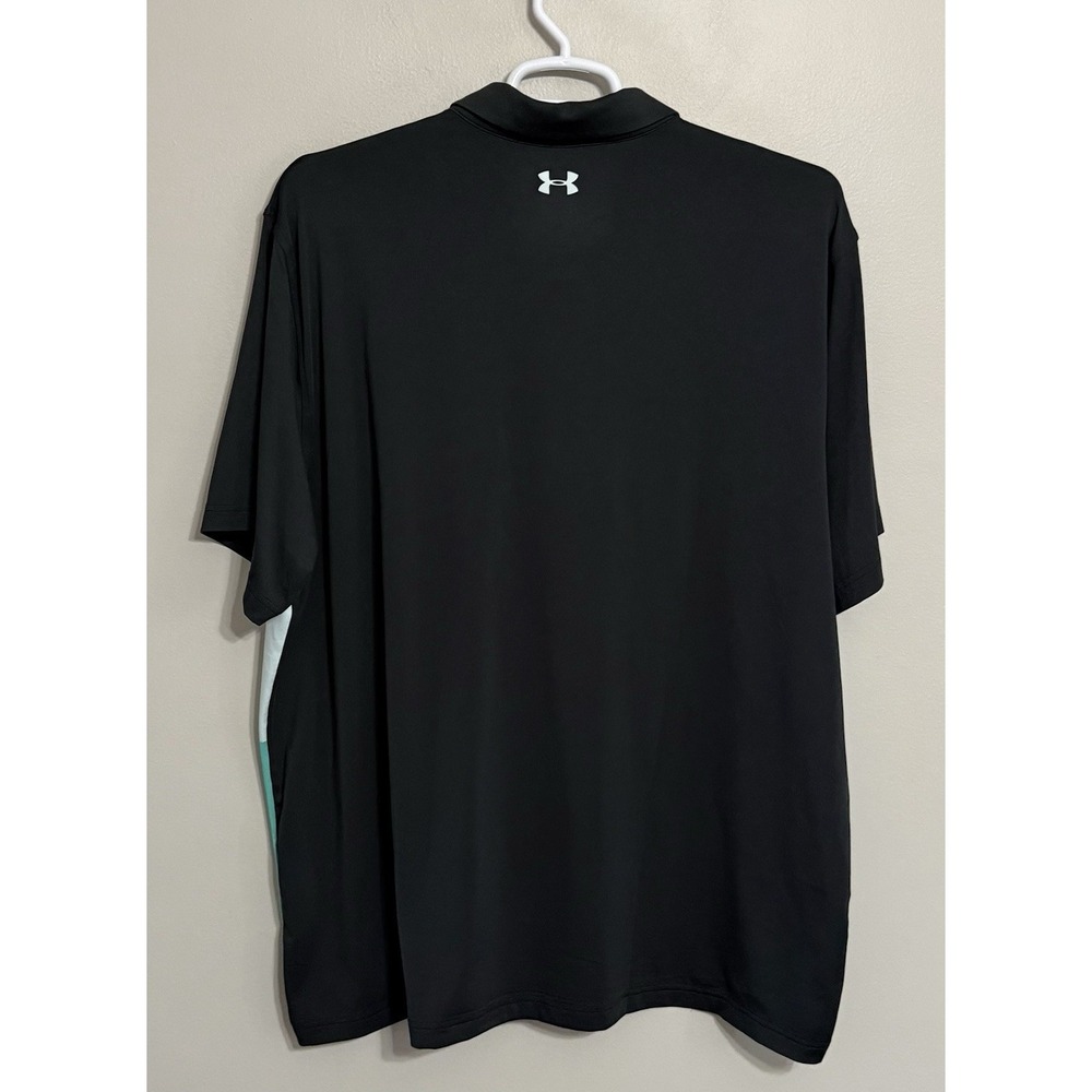 Under Armour Men's 3XL The Playoff Polo Black Teal Golf Polo Shirt - Picture 3 of 5